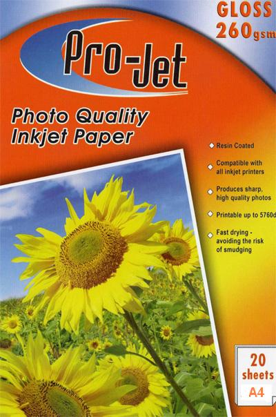 Projet A4 High Glossy Inkjet Paper 260g 20 sheets